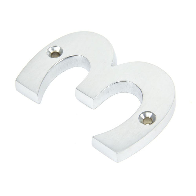 From The Anvil - Satin Chrome Numeral 3 | Sku. 83923 | Trade Door Handles.