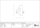 From The Anvil - Satin Chrome Numeral 4 | Sku. 83924 | Trade Door Handles.