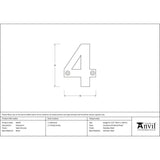 From The Anvil - Satin Chrome Numeral 4 | Sku. 83924 | Trade Door Handles.