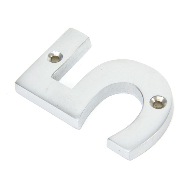 From The Anvil - Satin Chrome Numeral 5 | Sku. 83925 | Trade Door Handles.