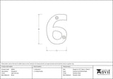 From The Anvil - Satin Chrome Numeral 6 | Sku. 83926 | Trade Door Handles.