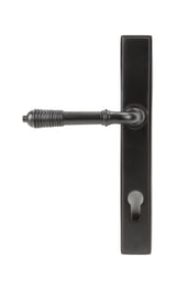 From The Anvil - Aged Bronze Reeded Slimline Lever Espag. Lock Set | Sku. 83952 | Trade Door Handles.