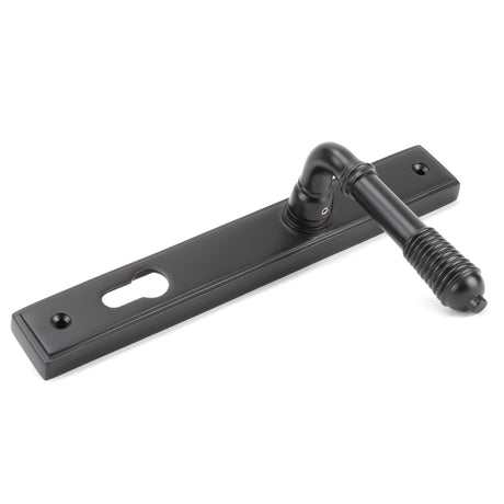 From The Anvil - Aged Bronze Reeded Slimline Lever Espag. Lock Set | Sku. 83952 | Trade Door Handles.