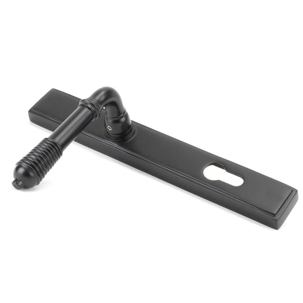 From The Anvil - Aged Bronze Reeded Slimline Lever Espag. Lock Set | Sku. 83952 | Trade Door Handles.