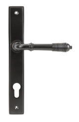 From The Anvil - Aged Bronze Reeded Slimline Lever Espag. Lock Set | Sku. 83952 | Trade Door Handles.
