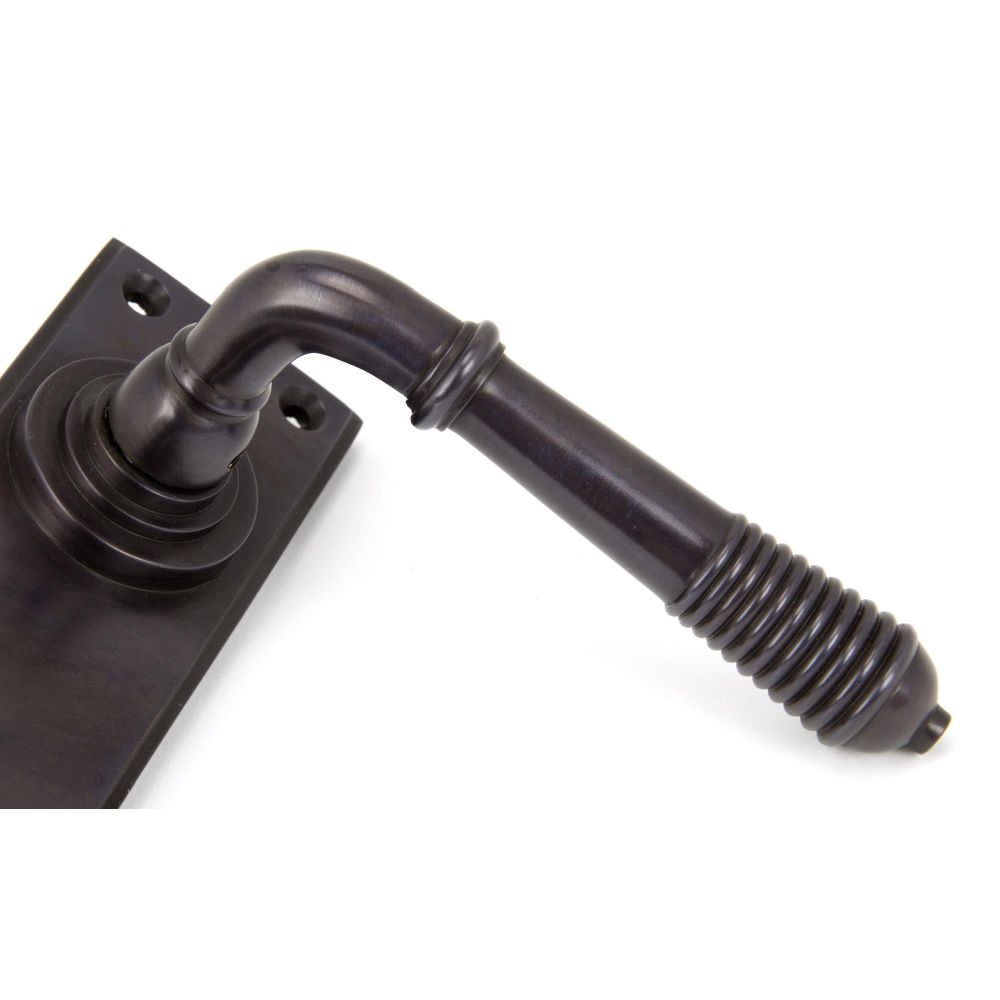 From The Anvil - Aged Bronze Reeded Lever Lock Set | Sku. 83953 | Trade Door Handles.