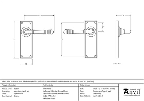 From The Anvil - Aged Bronze Reeded Lever Latch Set | Sku. 83954 | Trade Door Handles.