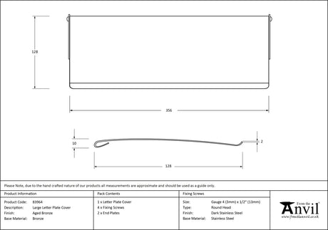 From The Anvil - Aged Bronze Large Letter Plate Cover | Sku. 83964 | Trade Door Handles.
