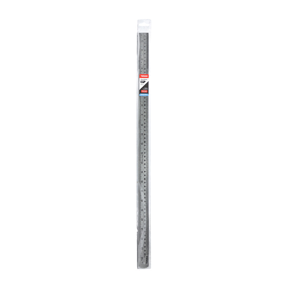 This is an image of Timco - Steel Ruler 600mm (1 Each Wallet) 863123