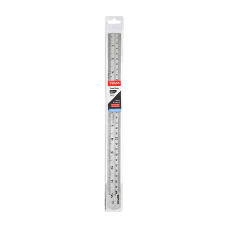 This is an image of Timco - Steel Ruler 300mm (1 Each Wallet) 863741