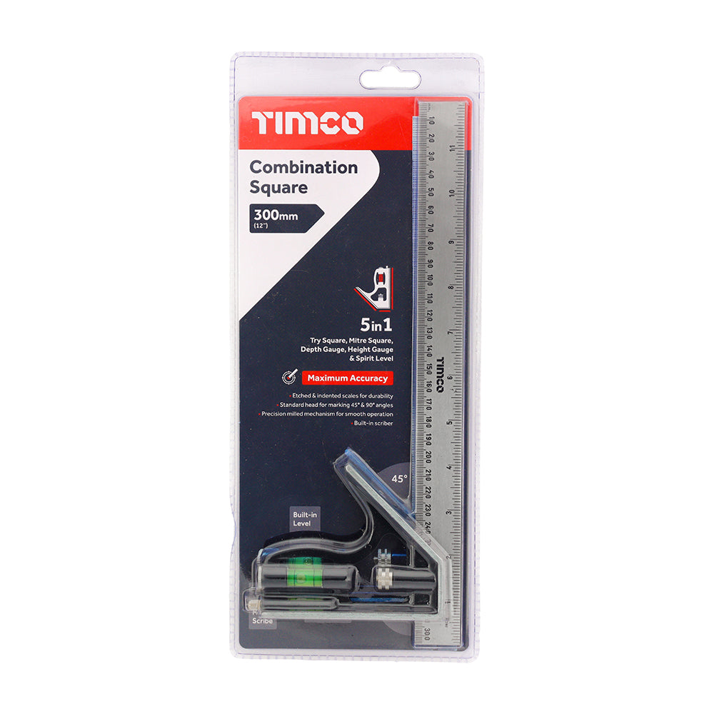 This is an image of Timco - Combination Square 300mm (1 Each Blister Pack) 863963