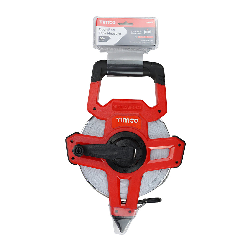 This is an image of Timco - Open Reel Tape Measure 50m x 13mm (1 Each Blister Pack) 863987