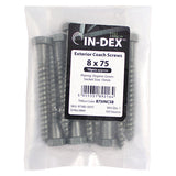 This is an image of Timco - Coach Screws - Hex - Exterior - Green 8.0 x 75mm - (10 PCS Bag) 875INCSB