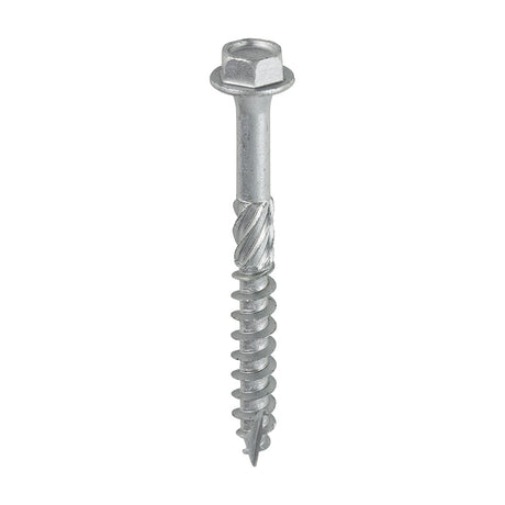This is an image of Timco - Hex Head Timber Screw - Silver 8.0 x 75mm - (10 PCS TIMbag) 875INI
