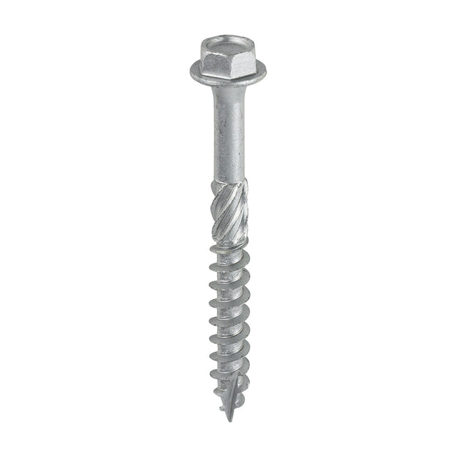This is an image of Timco - Hex Head Timber Screw - Silver 8.0 x 75mm - (10 PCS TIMbag) 875INI