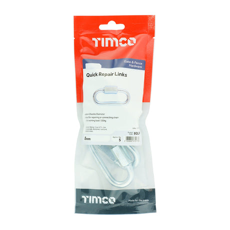 This is an image of Timco - Quick Repair Links - Zinc 8mm (5 Pieces TIMpac) 8QLP
