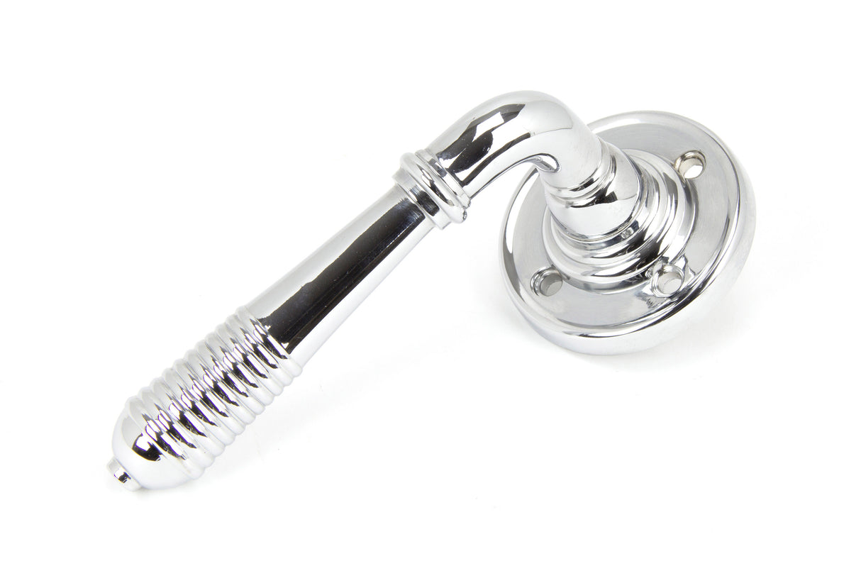 From The Anvil - Polished Chrome Reeded Lever on Rose Set | Sku. 90007 | Trade Door Handles.