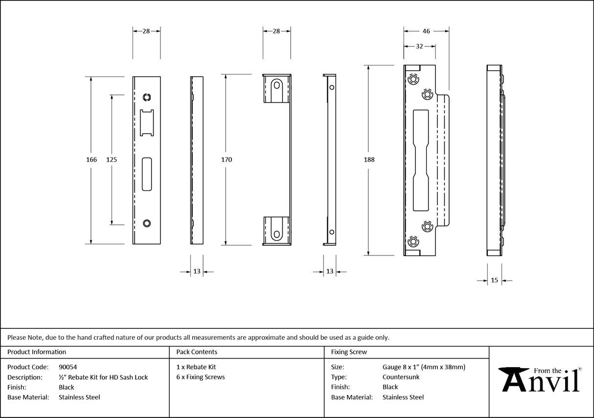 From The Anvil - Black ½" Rebate Kit for HD Sash Lock | Sku. 90054 | Trade Door Handles.