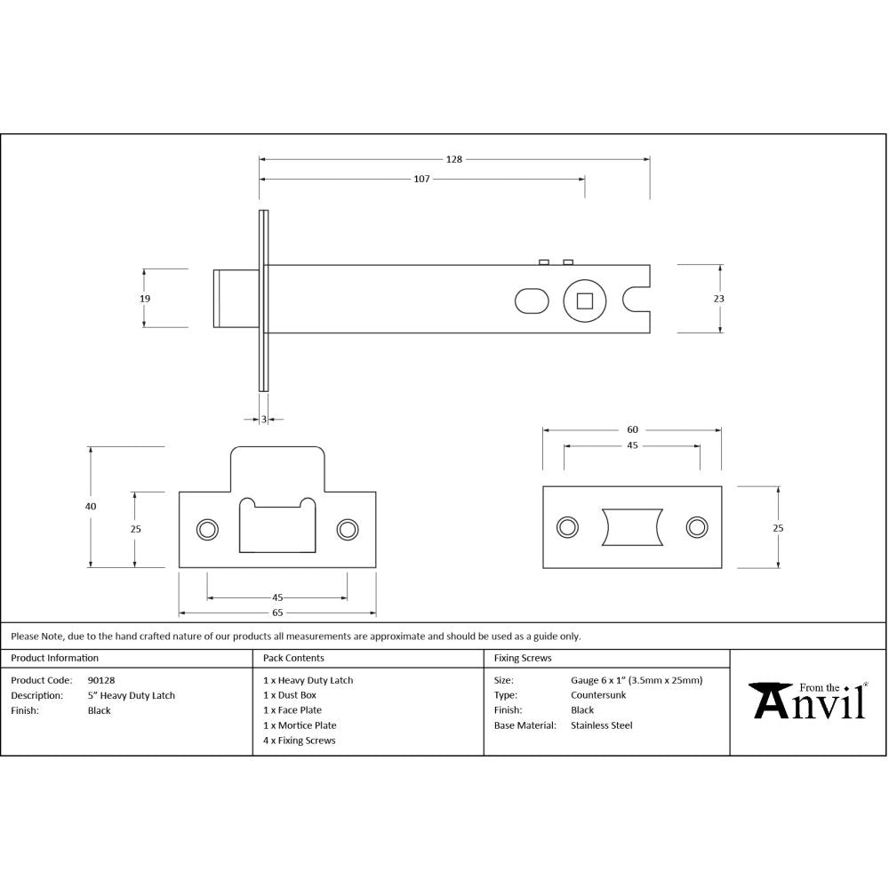 From The Anvil - Black 5" Heavy Duty Latch | Sku. 90128 | Trade Door Handles.
