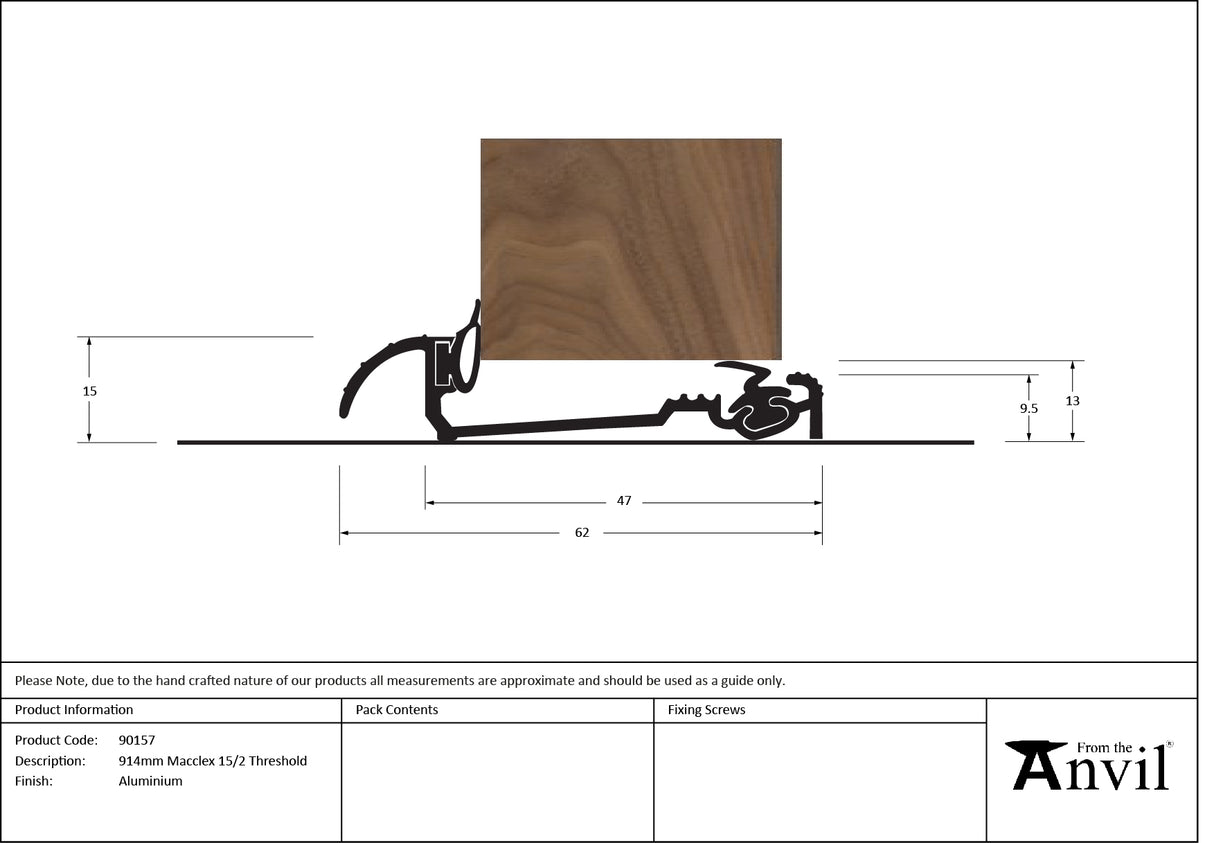 From The Anvil - Aluminium 914mm Macclex 15/2 Threshold | Sku. 90157 | Trade Door Handles.
