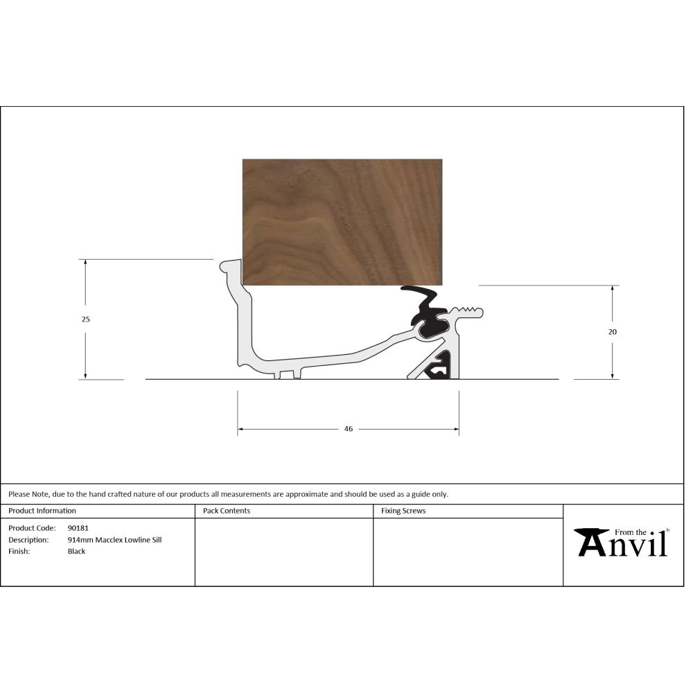 From The Anvil - Black 914mm Macclex Lowline Sill | Sku. 90181 | Trade Door Handles.