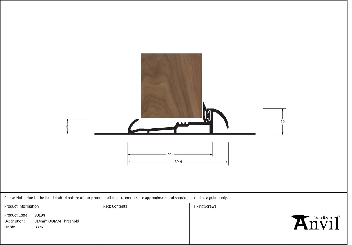 From The Anvil - Black 914mm OUM/4 Threshold | Sku. 90194 | Trade Door Handles.