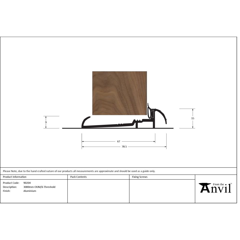 From The Anvil - Aluminium 3000mm OUM/6 Threshold | Sku. 90204 | Trade Door Handles.