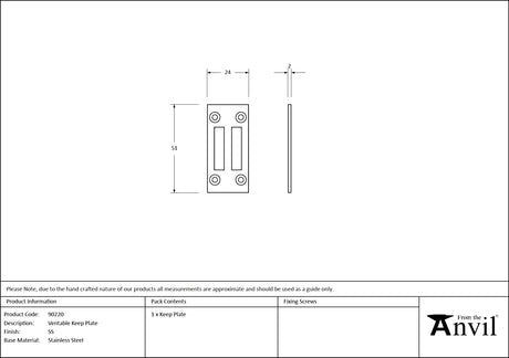 From The Anvil - SS Ventable Keep Plate | Sku. 90220 | Trade Door Handles.