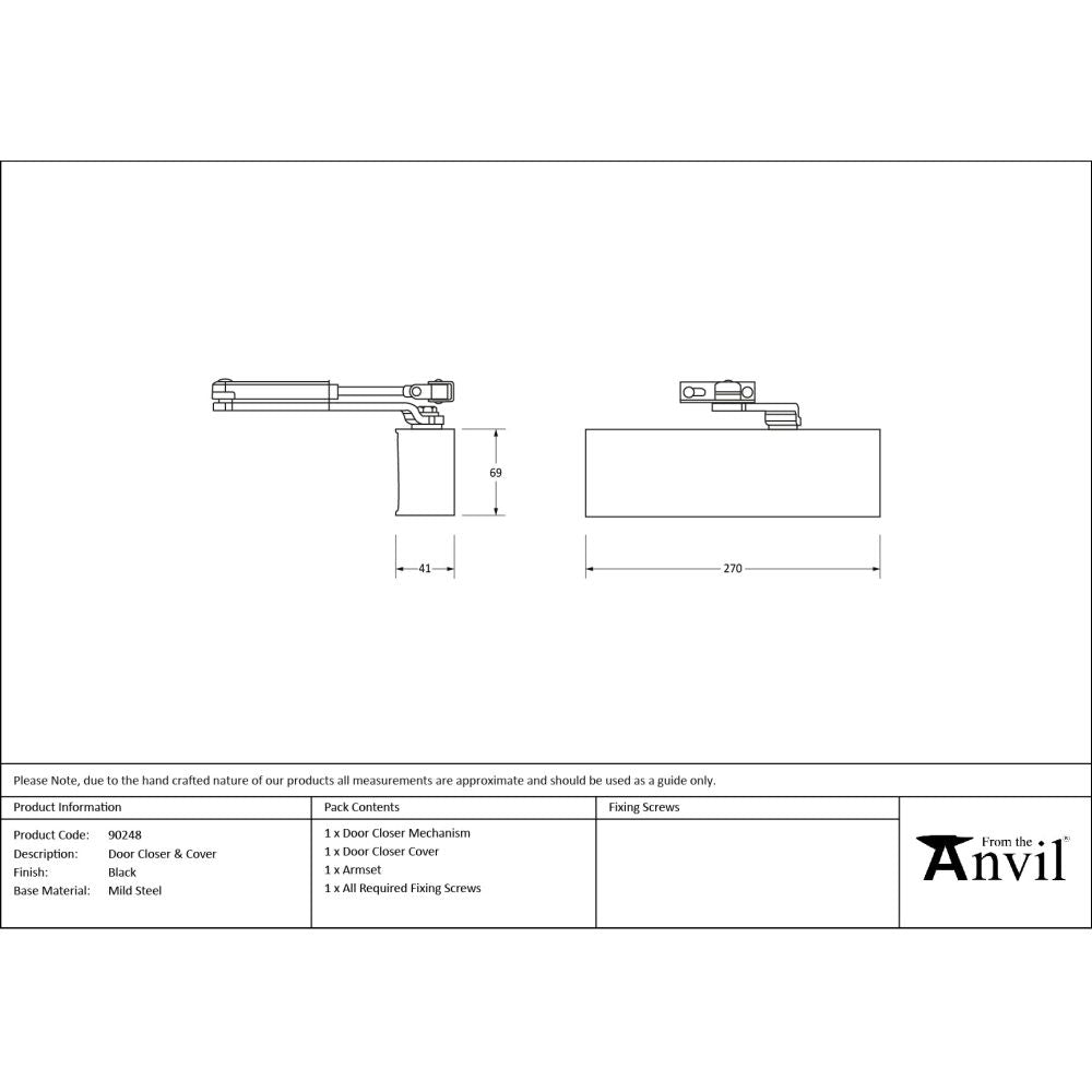 From The Anvil - Black Size 2-5 Door Closer & Cover | Sku. 90248 | Trade Door Handles.