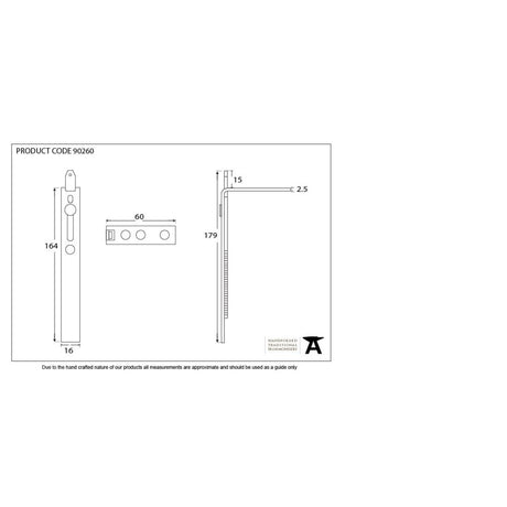 From The Anvil - BZP Excal - 370-500mm Shootbolt Extension Rod | Sku. 90260 | Trade Door Handles.