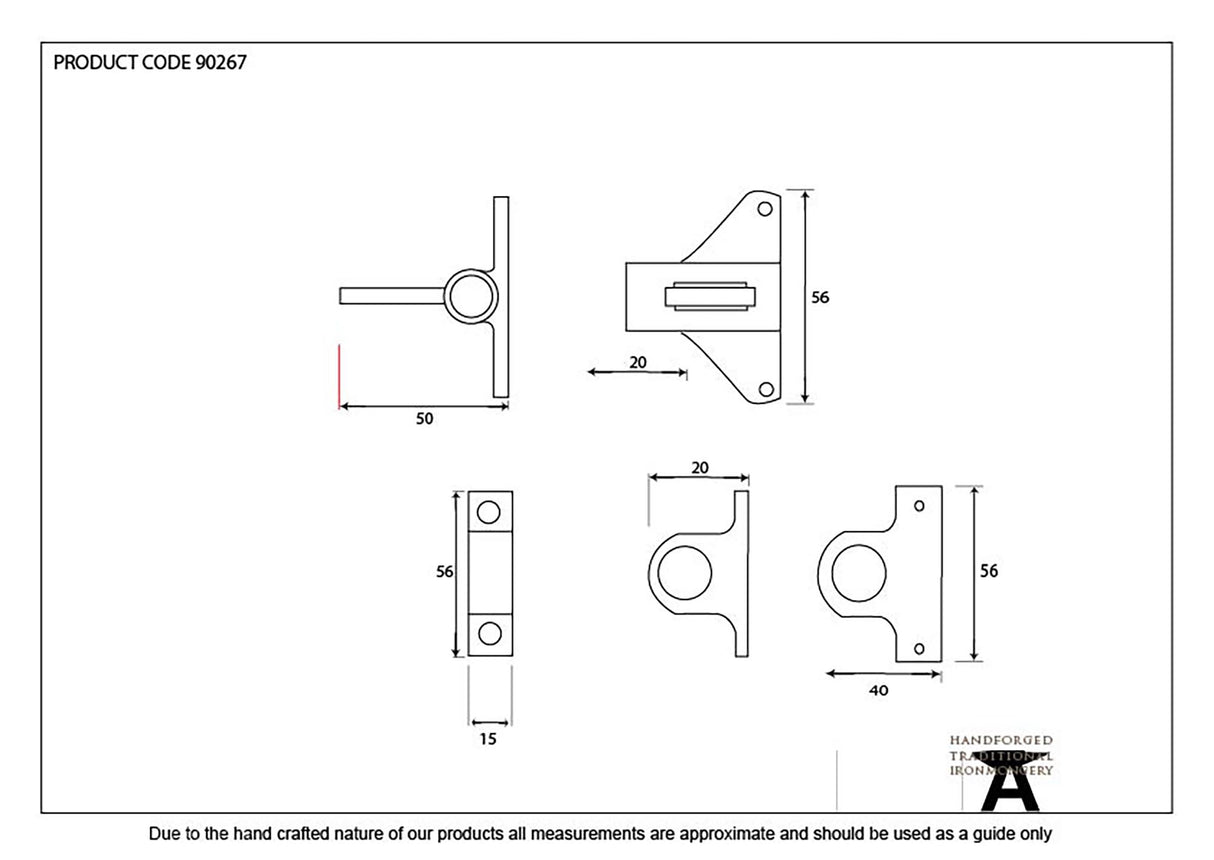 From The Anvil - Lacquered Brass Fanlight Catch + Two Keeps | Sku. 90267 | Trade Door Handles.