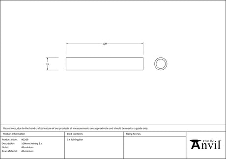 From The Anvil - Aluminium 100mm Joining Bar | Sku. 90269 | Trade Door Handles.