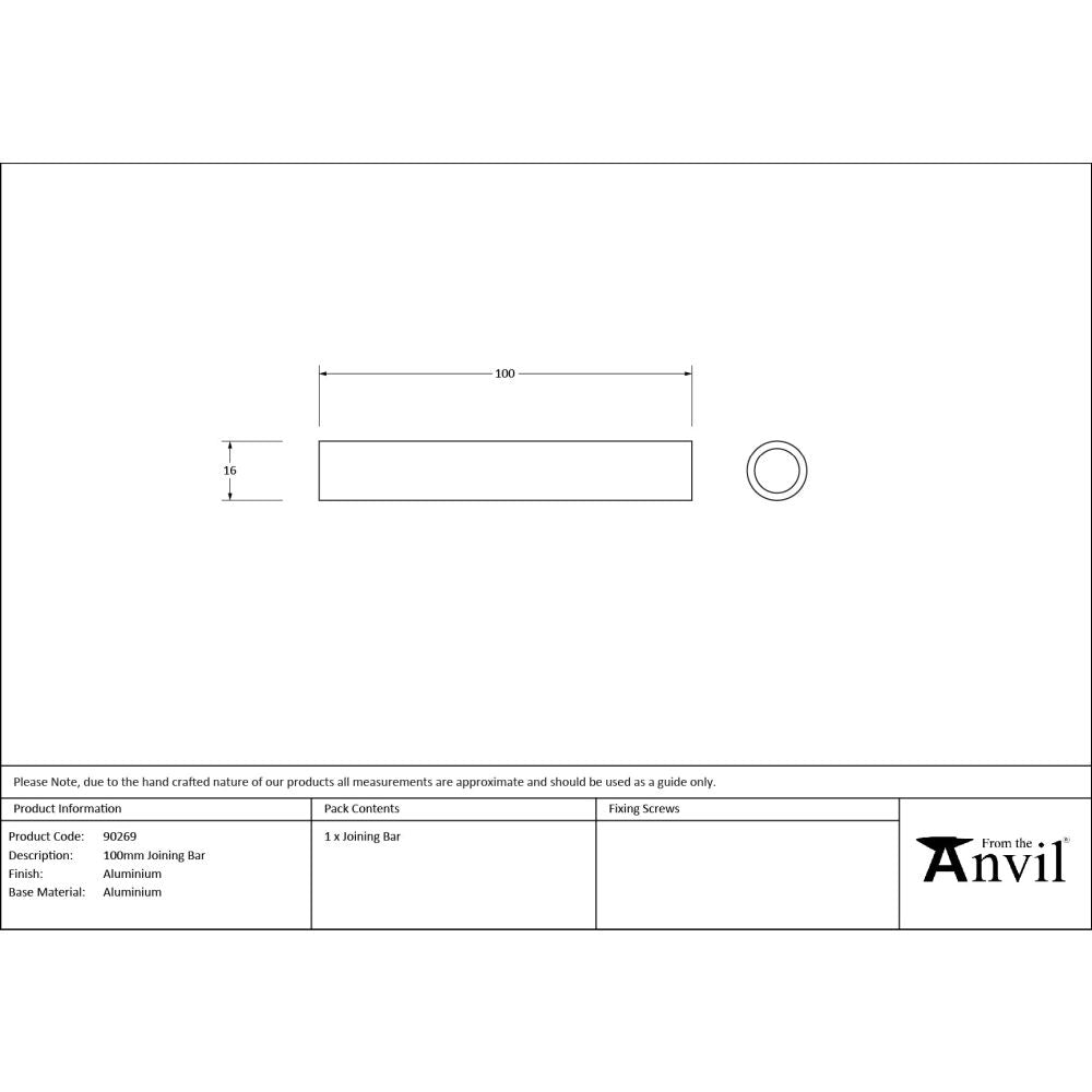 From The Anvil - Aluminium 100mm Joining Bar | Sku. 90269 | Trade Door Handles.