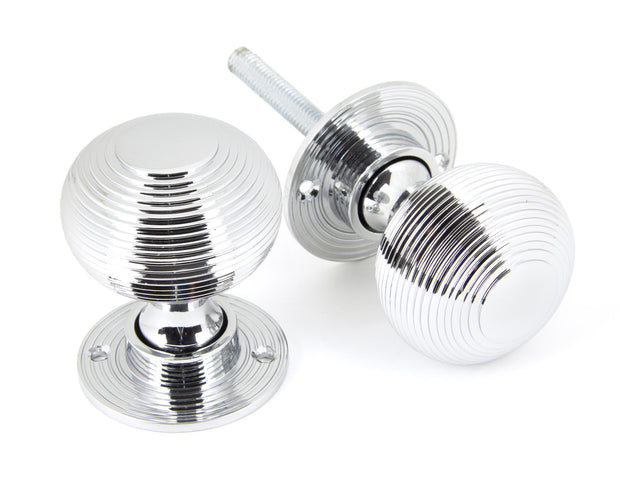 From The Anvil - Polished Chrome Heavy Beehive Mortice/Rim Knob Set | Sku. 90273 | Trade Door Handles.