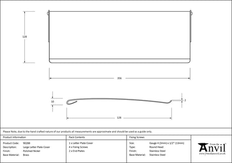 From The Anvil - Polished Nickel Large Letter Plate Cover | Sku. 90288 | Trade Door Handles.