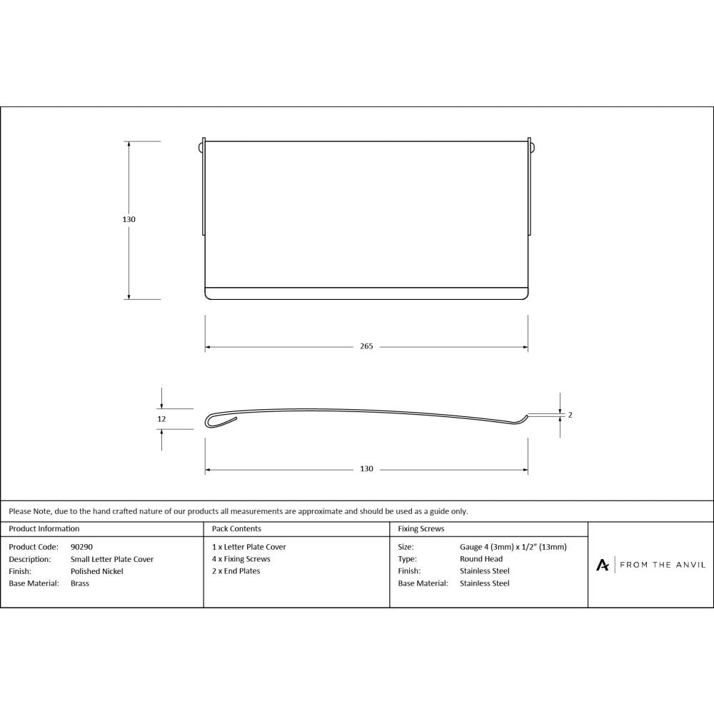 From The Anvil - Polished Nickel Small Letter Plate Cover | Sku. 90290 | Trade Door Handles.