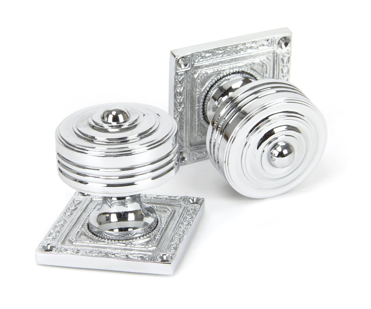 From The Anvil - Polished Chrome Tewkesbury Square Mortice Knob Set | Sku. 90292 | Trade Door Handles.