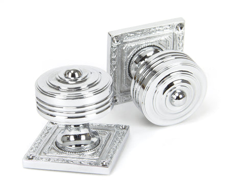 From The Anvil - Polished Chrome Tewkesbury Square Mortice Knob Set | Sku. 90292 | Trade Door Handles.