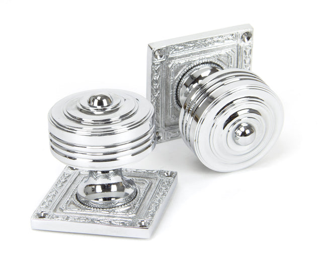 From The Anvil - Polished Chrome Tewkesbury Square Mortice Knob Set | Sku. 90292 | Trade Door Handles.