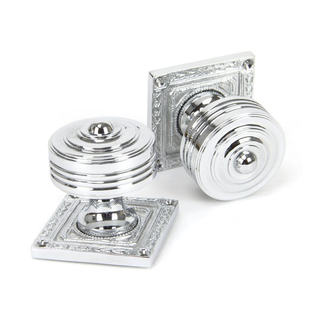 From The Anvil - Polished Chrome Tewkesbury Square Mortice Knob Set | Sku. 90292 | Trade Door Handles.