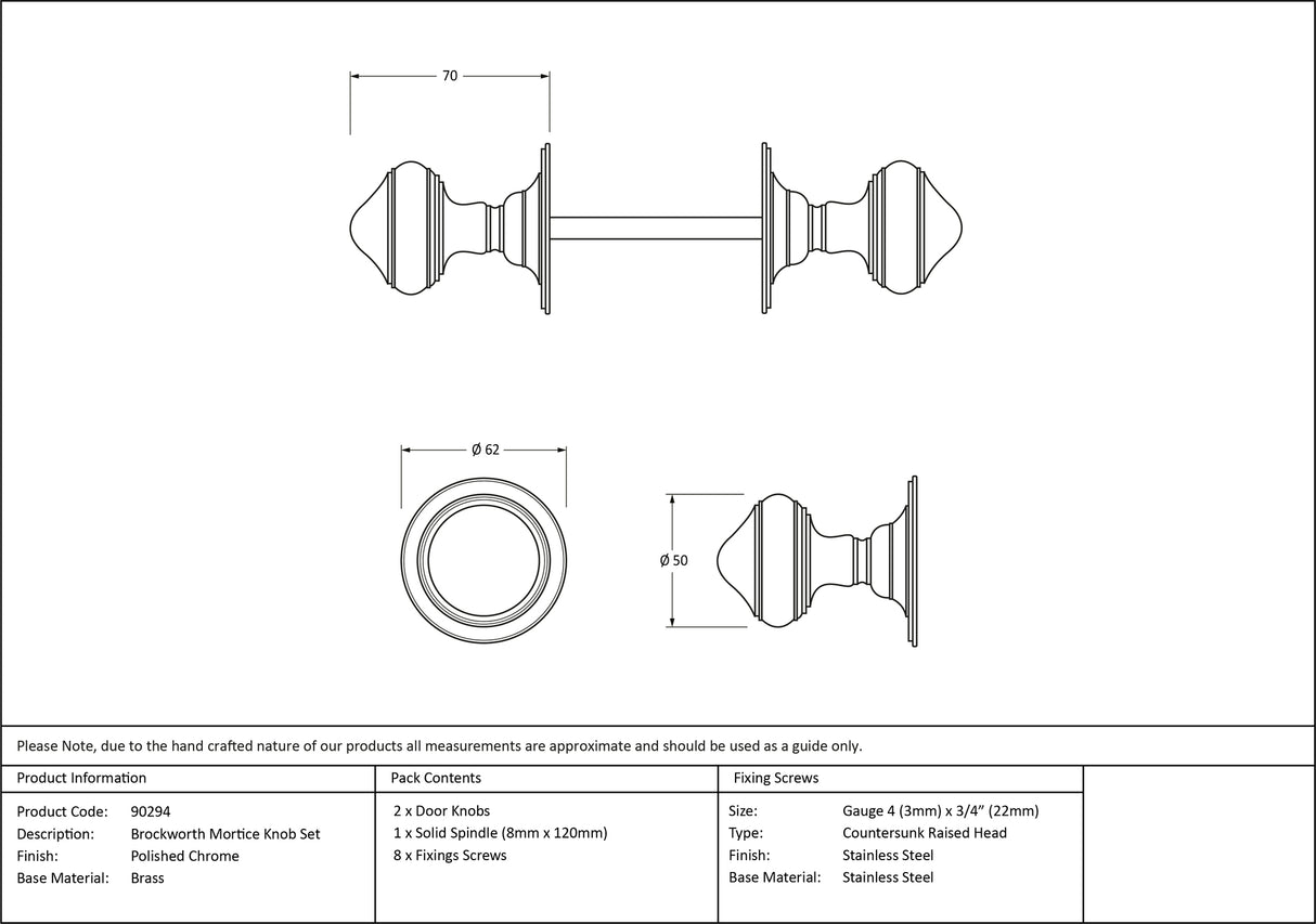 From The Anvil - Polished Chrome Brockworth Mortice Knob Set | Sku. 90294 | Trade Door Handles.