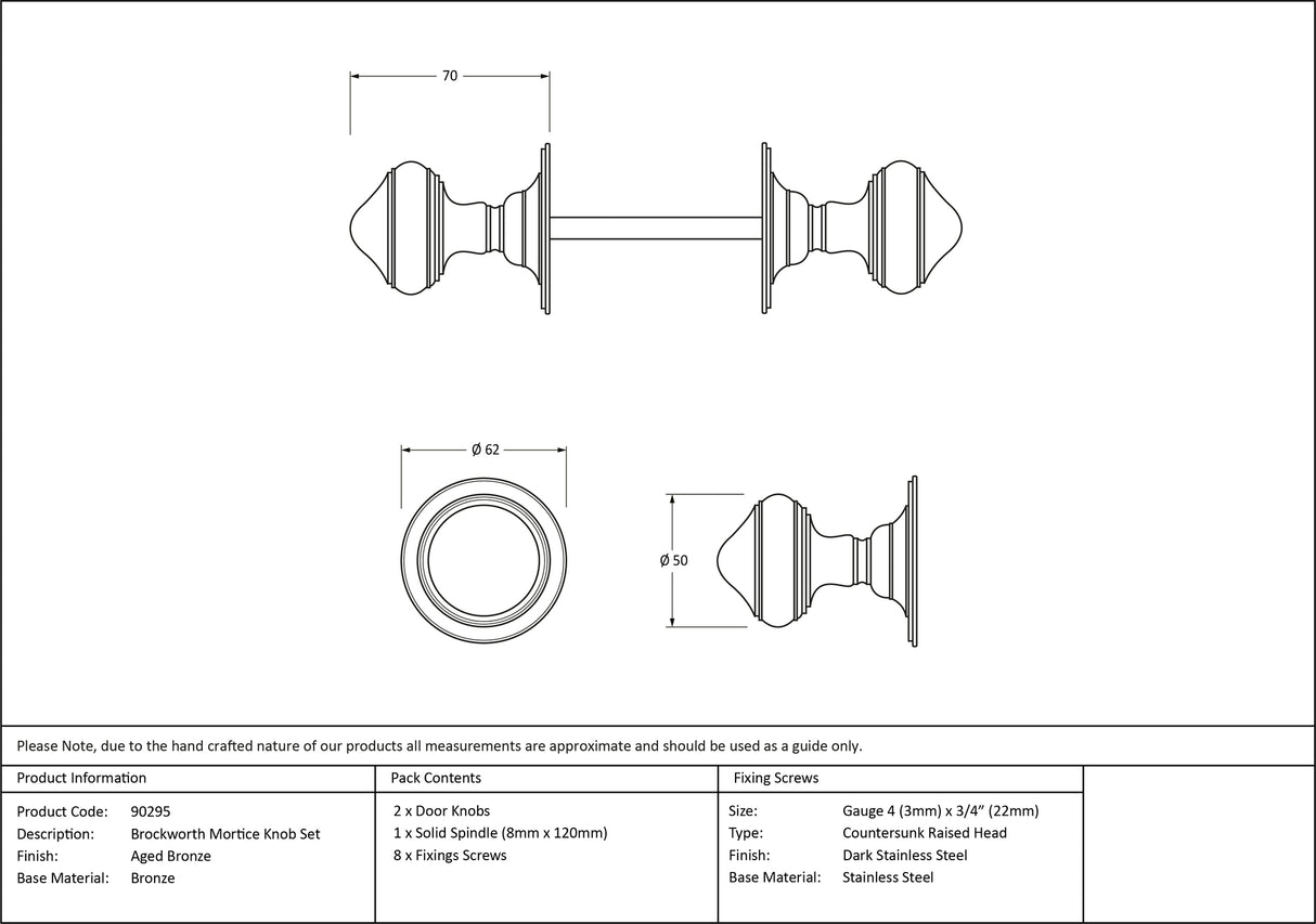 From The Anvil - Aged Bronze Brockworth Mortice Knob Set | Sku. 90295 | Trade Door Handles.