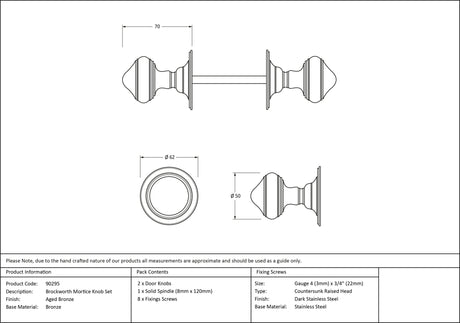 From The Anvil - Aged Bronze Brockworth Mortice Knob Set | Sku. 90295 | Trade Door Handles.