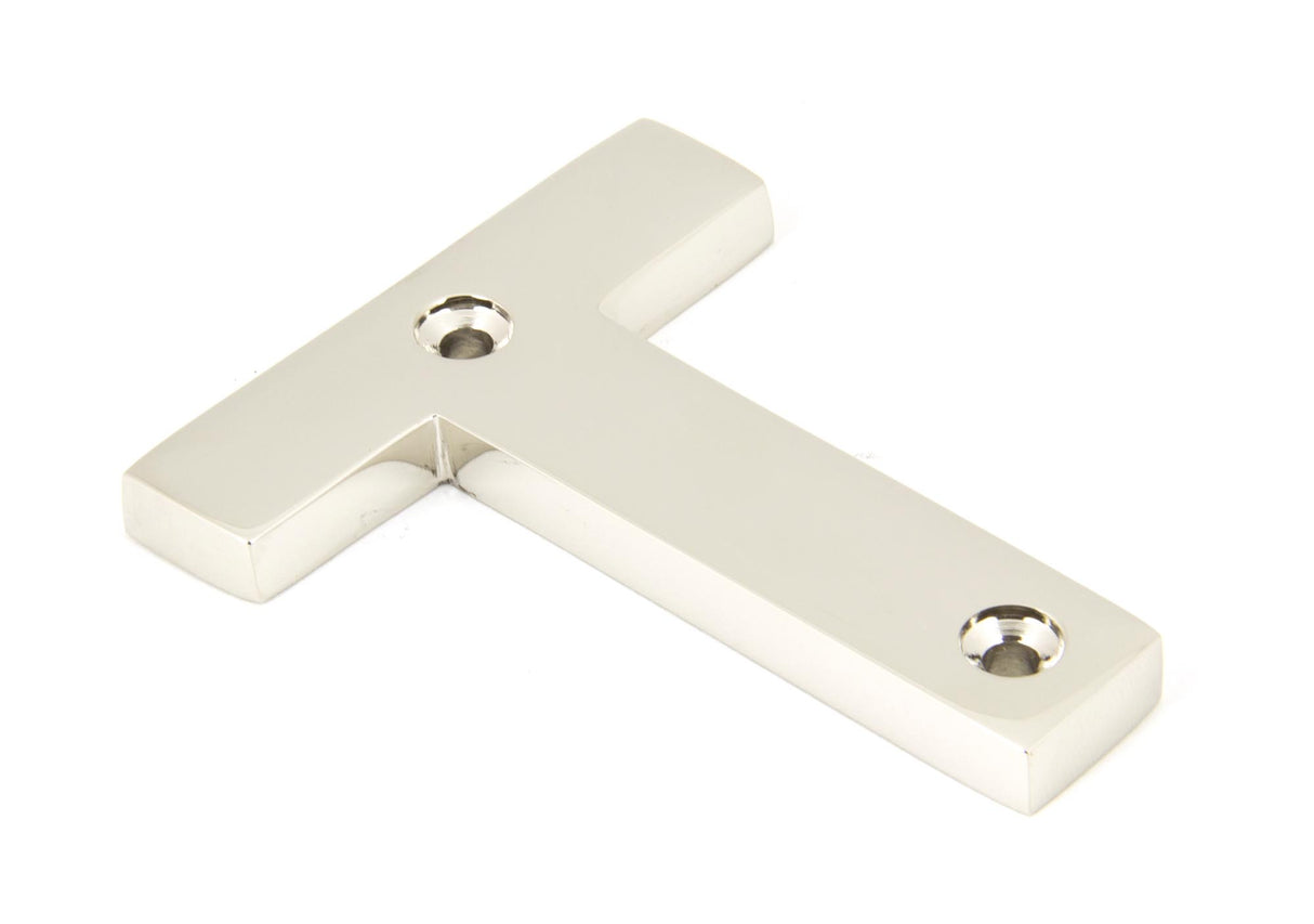 From The Anvil - Polished Nickel Letter T | Sku. 90303T | Trade Door Handles.