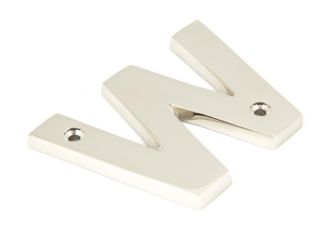 From The Anvil - Polished Nickel Letter W | Sku. 90303W | Trade Door Handles.