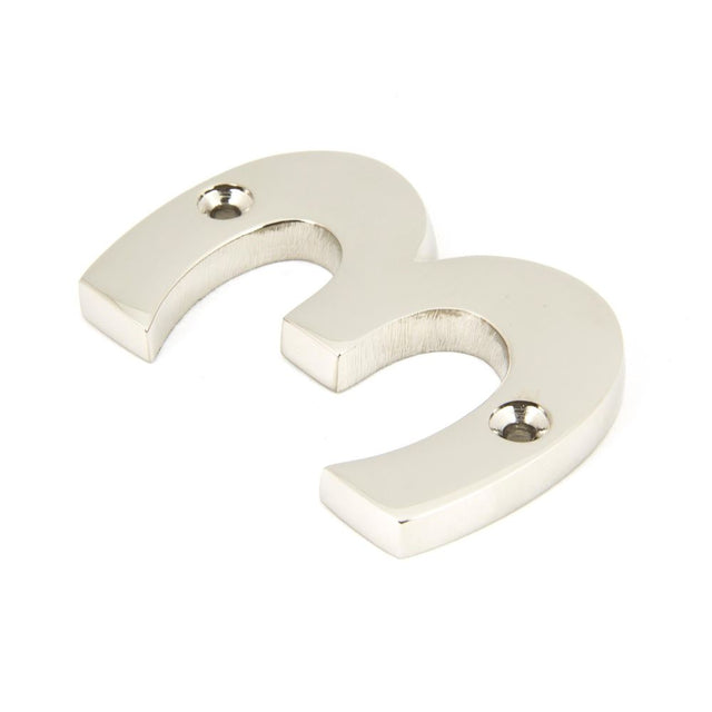 From The Anvil - Polished Nickel Numeral 3 | Sku. 90313 | Trade Door Handles.