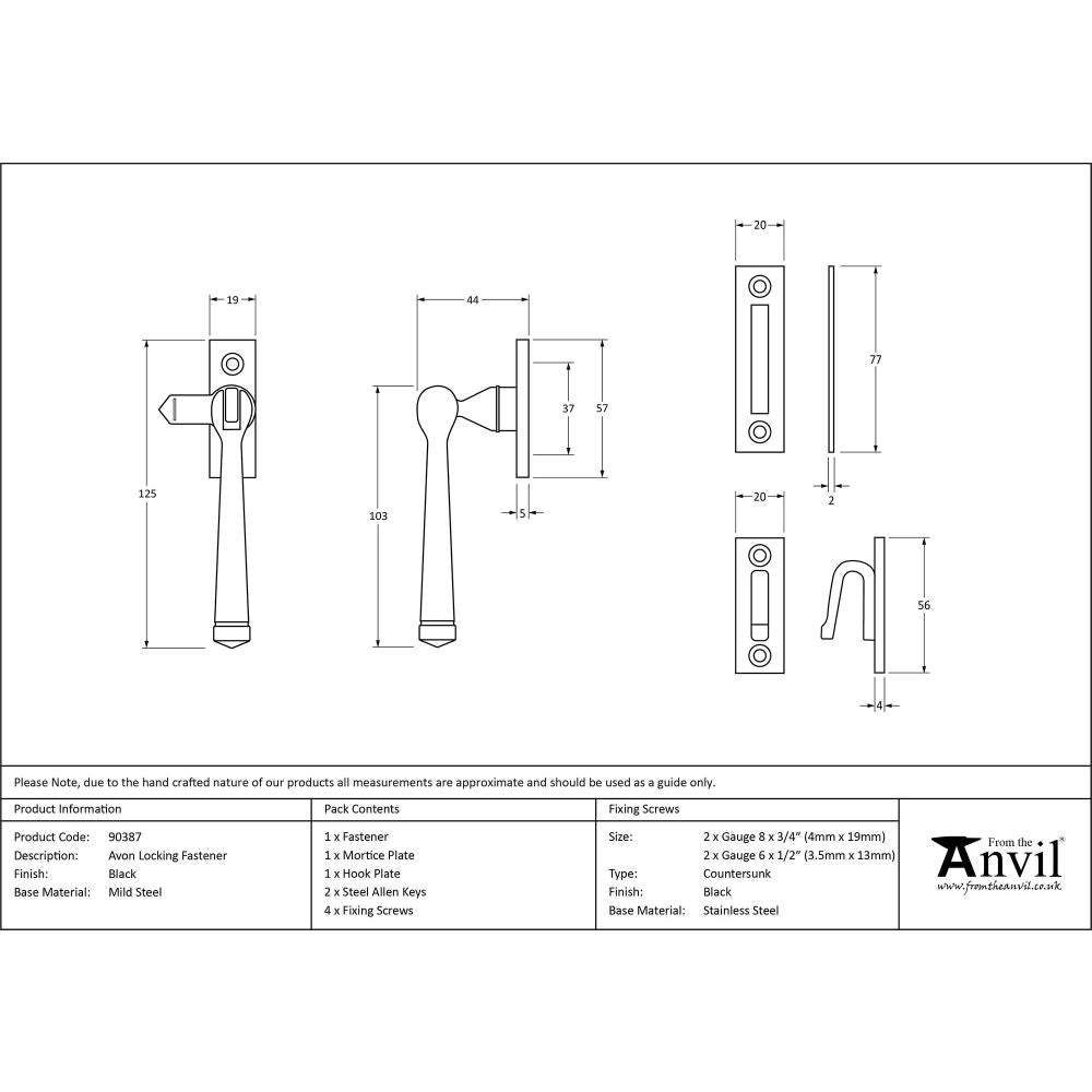 From The Anvil - Black Locking Avon Fastener | Sku. 90387 | Trade Door Handles.
