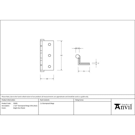 From The Anvil - Bright Zinc Plated 2Ã†€™Ãƒ€ ‚¬„¢¢‚¬Å¡¬Ãƒ€¦¡Ã†€™€š¬Ã…¡‚¬Å¡½" Stormproof Hinge 1951 (pair) | Sku. 91045 | Trade Door Handles.