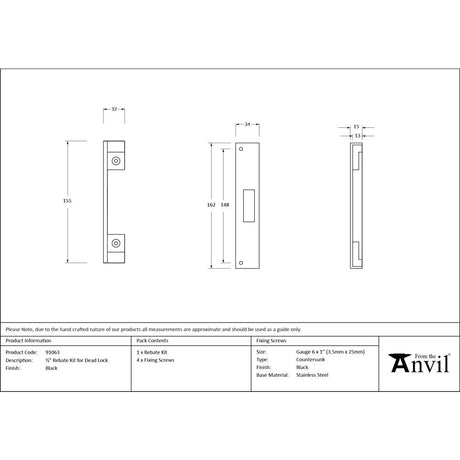 From The Anvil - Black ½" Rebate Kit for Deadlock | Sku. 91063 | Trade Door Handles.