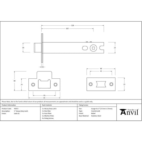 From The Anvil - SSS 5" Heavy Duty Latch | Sku. 91072 | Trade Door Handles.